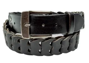 BLACK BUFFALO LEATHER LINK BELT - Adjustable Custom Comfort Fit