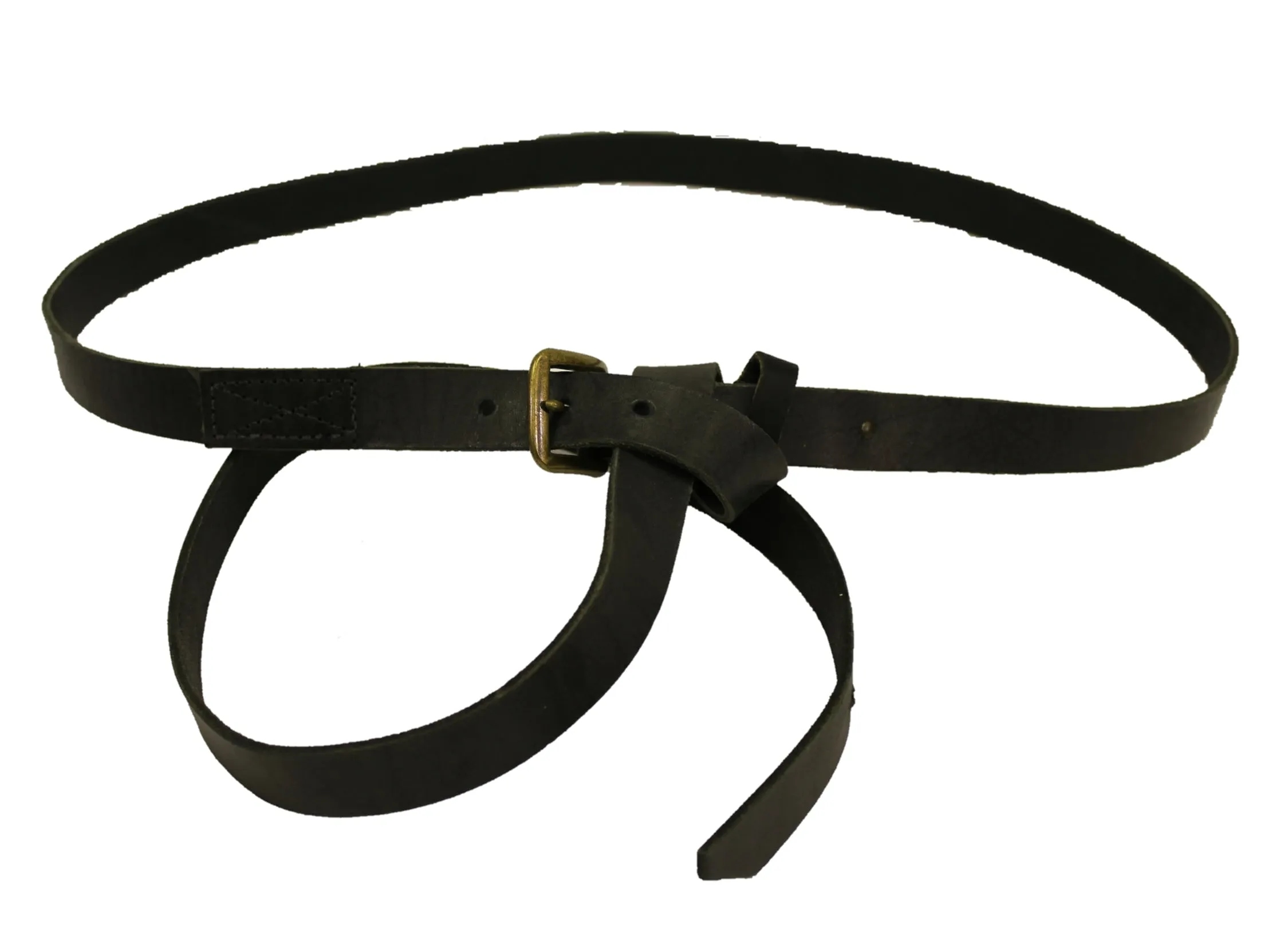 Black Leather Belt, extra long overhand loop belt