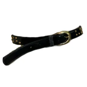 Black Patent Skinny Vinyl Belt with Gold Metal Studs circa 1980s