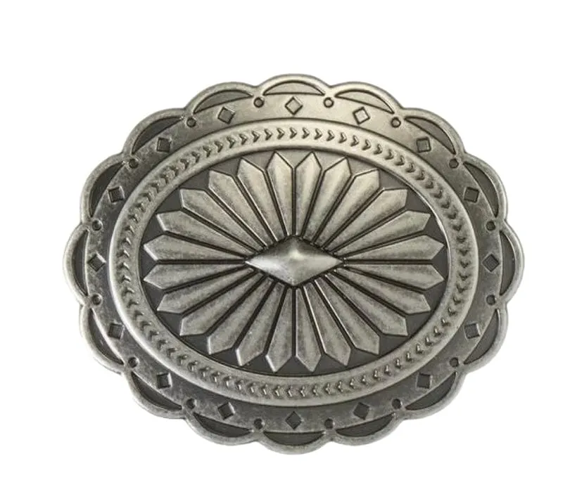 Blazin Roxx Ladies Antique Silver Diamond Sunburst Oval Belt Buckle