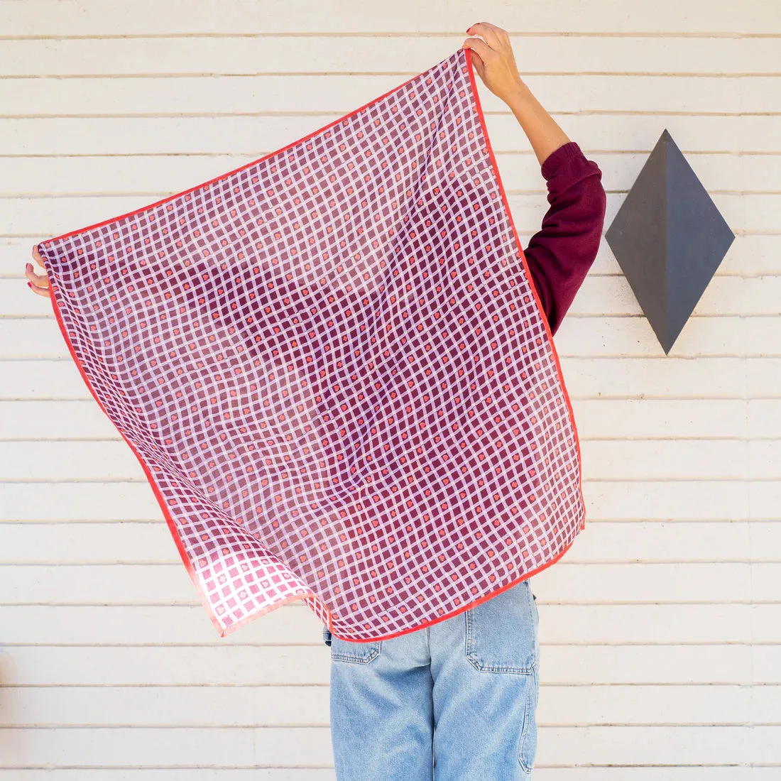 Block Shop: Hearts Square Scarf | Maroon