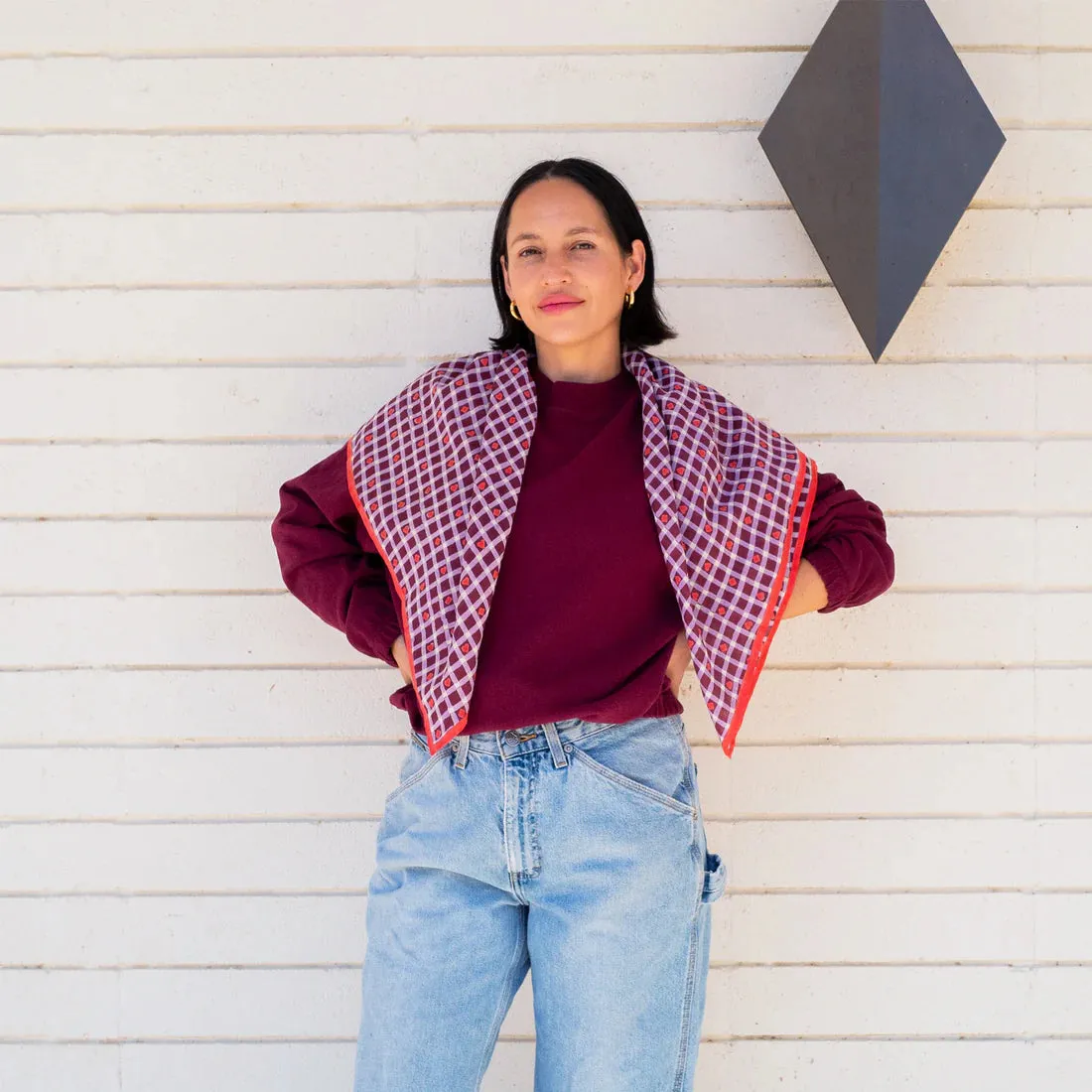 Block Shop: Hearts Square Scarf | Maroon