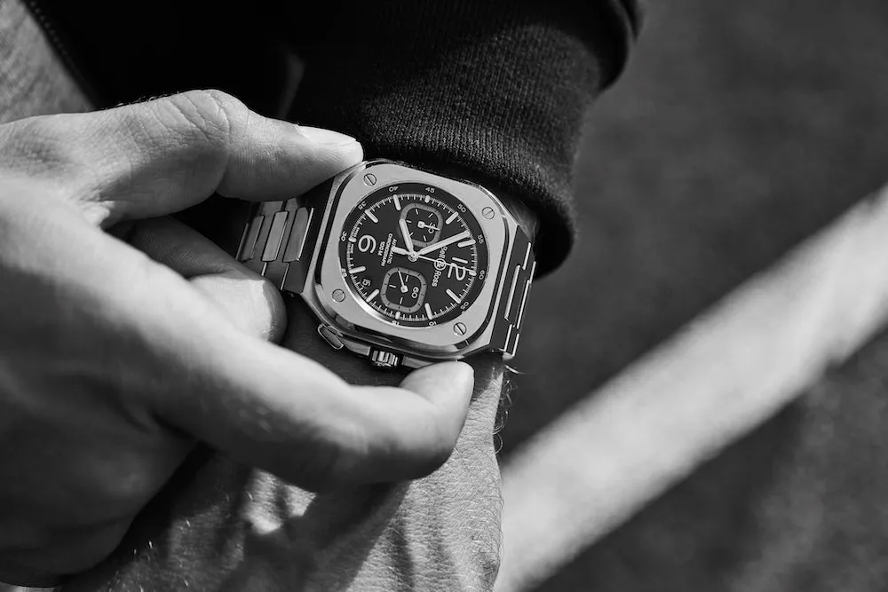 BR Watch BR 5 Chrono Black Steel Bracelet D