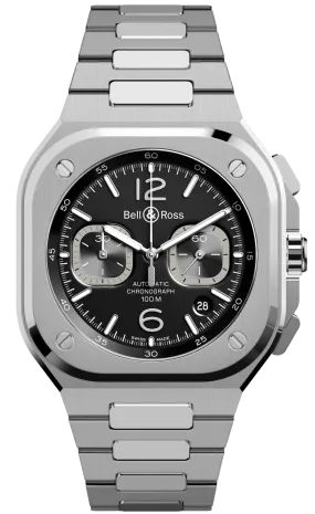 BR Watch BR 5 Chrono Black Steel Bracelet D