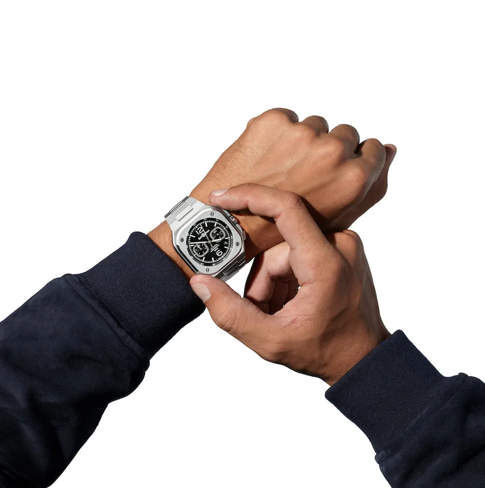 BR Watch BR 5 Chrono Black Steel Bracelet D