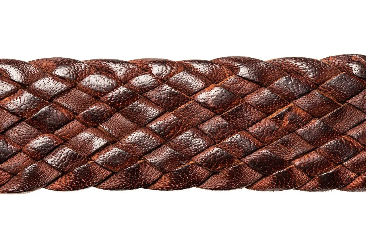 Braided Leather Belt - 9 Strand - Dark Brown (thin)