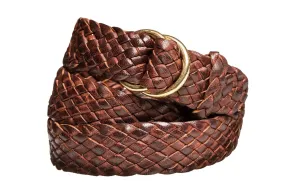 Braided Leather Belt - 9 Strand - Dark Brown (thin)
