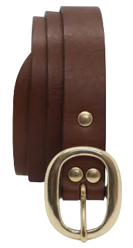 Brass Oval 1 Inch Leather Belt