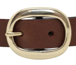 Brass Oval 1 Inch Leather Belt