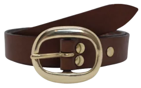 Brass Oval 1 Inch Leather Belt
