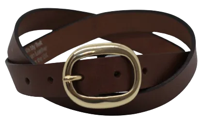 Brass Oval 1 Inch Leather Belt