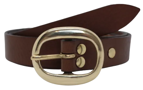 Brass Oval 1 Inch Leather Belt