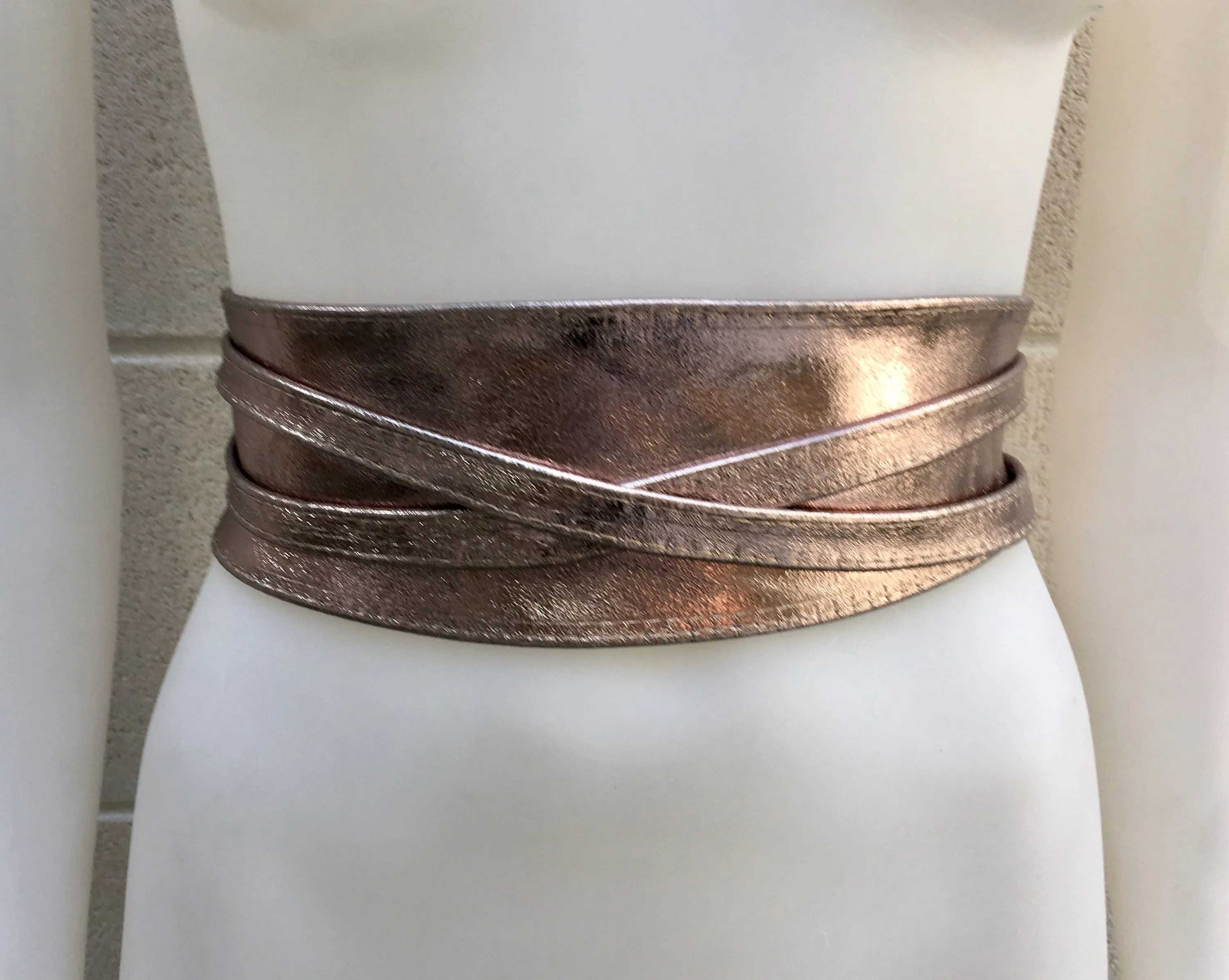 BRONZE OBI belt  in natural soft leather. Waist belt,wide  leather belt, metallic, wrap belt, boho sash, boho wraparound dark GOLD belt