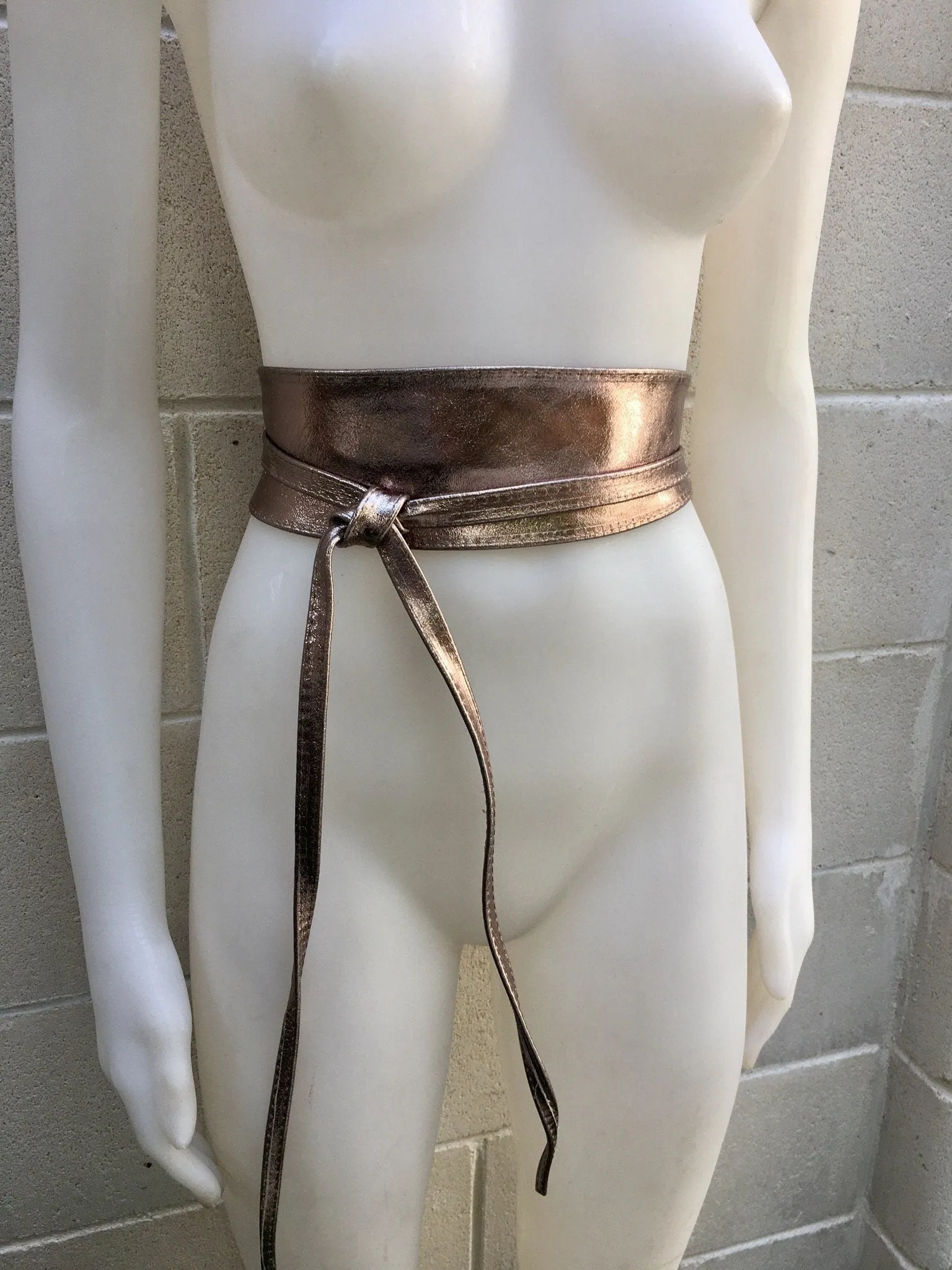 BRONZE OBI belt  in natural soft leather. Waist belt,wide  leather belt, metallic, wrap belt, boho sash, boho wraparound dark GOLD belt