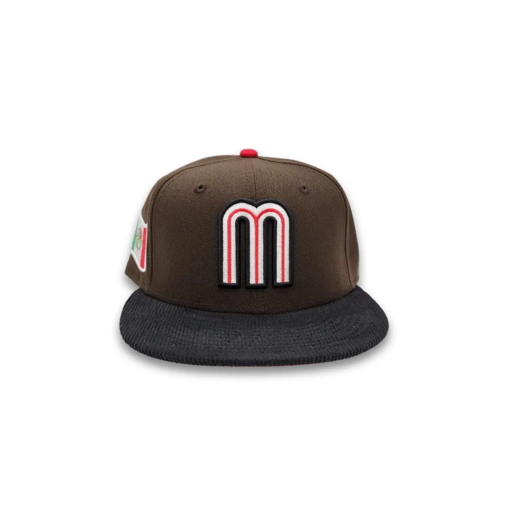 Brown Mexico Black Corduroy Visor Red Bottom 2023 World Baseball Classic New Era 59Fifty Fitted