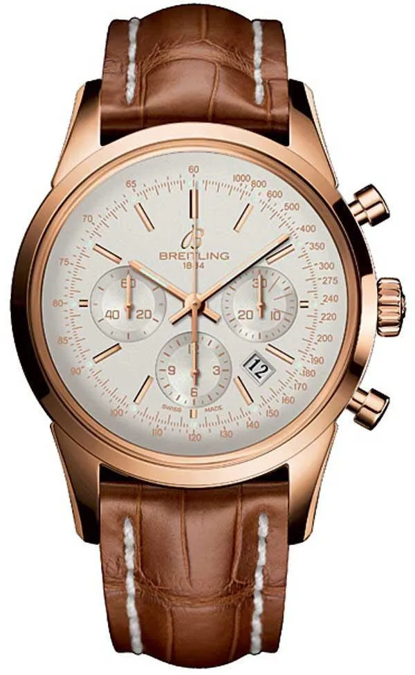 BRT Watch Transocean Chronograph Mercury Silver Red Gold