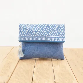 Chalkboard - Denim blue foldover clutch