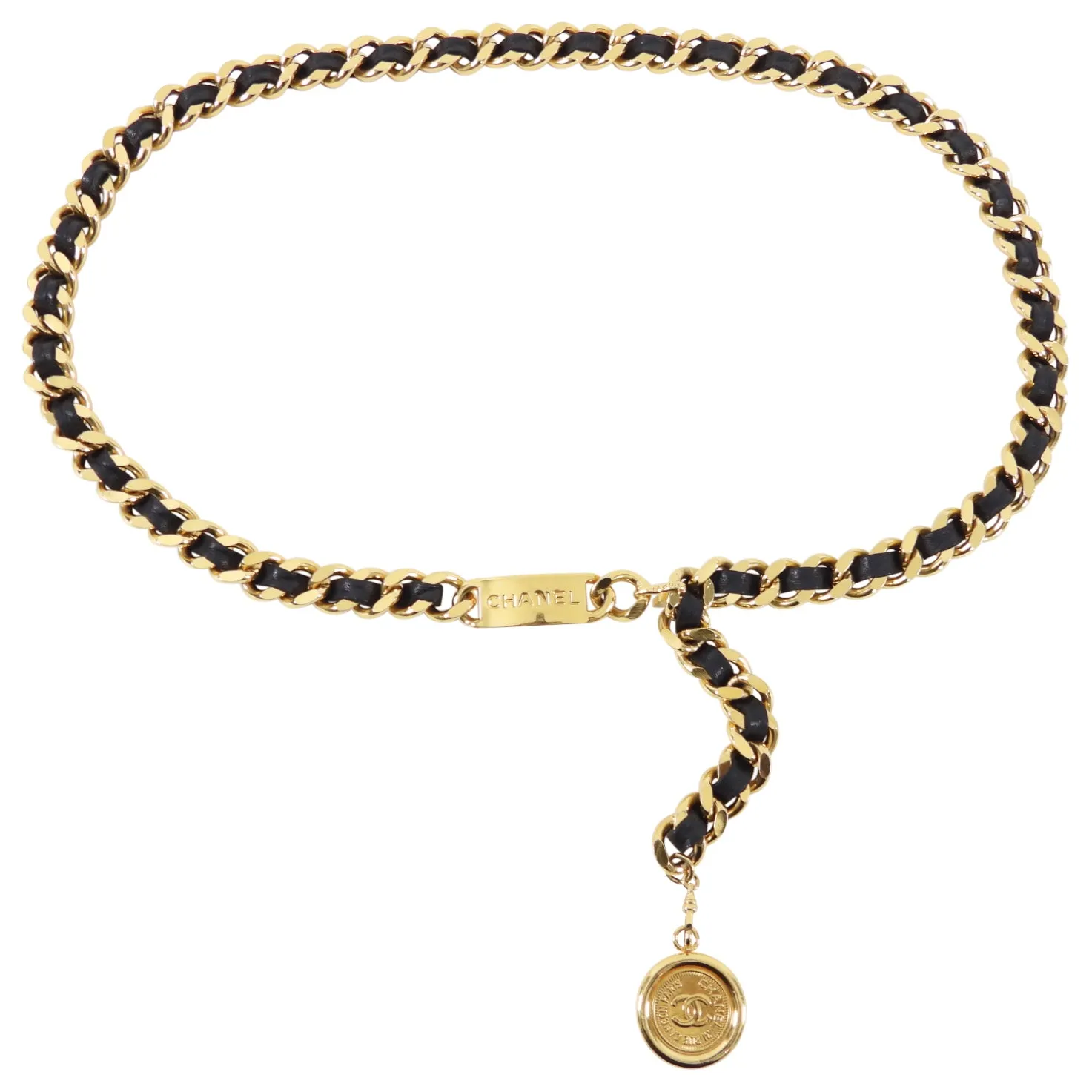 Chanel Vintage 1990’s Single Braided Medallion Chain Belt