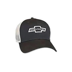 Chevy Black Cap White Mesh 3D Raised Heritage Bowtie