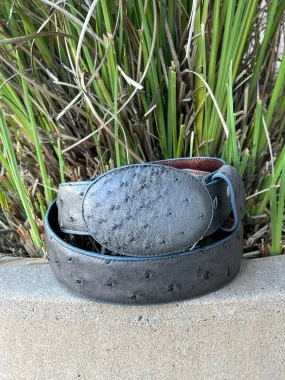 Cinto Avestruz Piel Original - GRIS