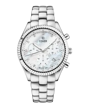 COVER Valentina Chrono Watch Crystals White Pearl, Silver