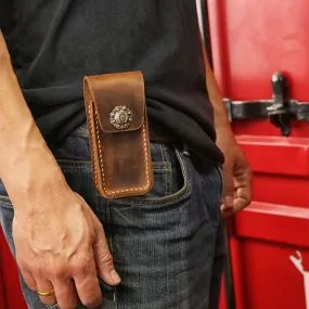 Cowhide knife sheath with belt loop for buck 110 CIVIVI mini Praxis knife