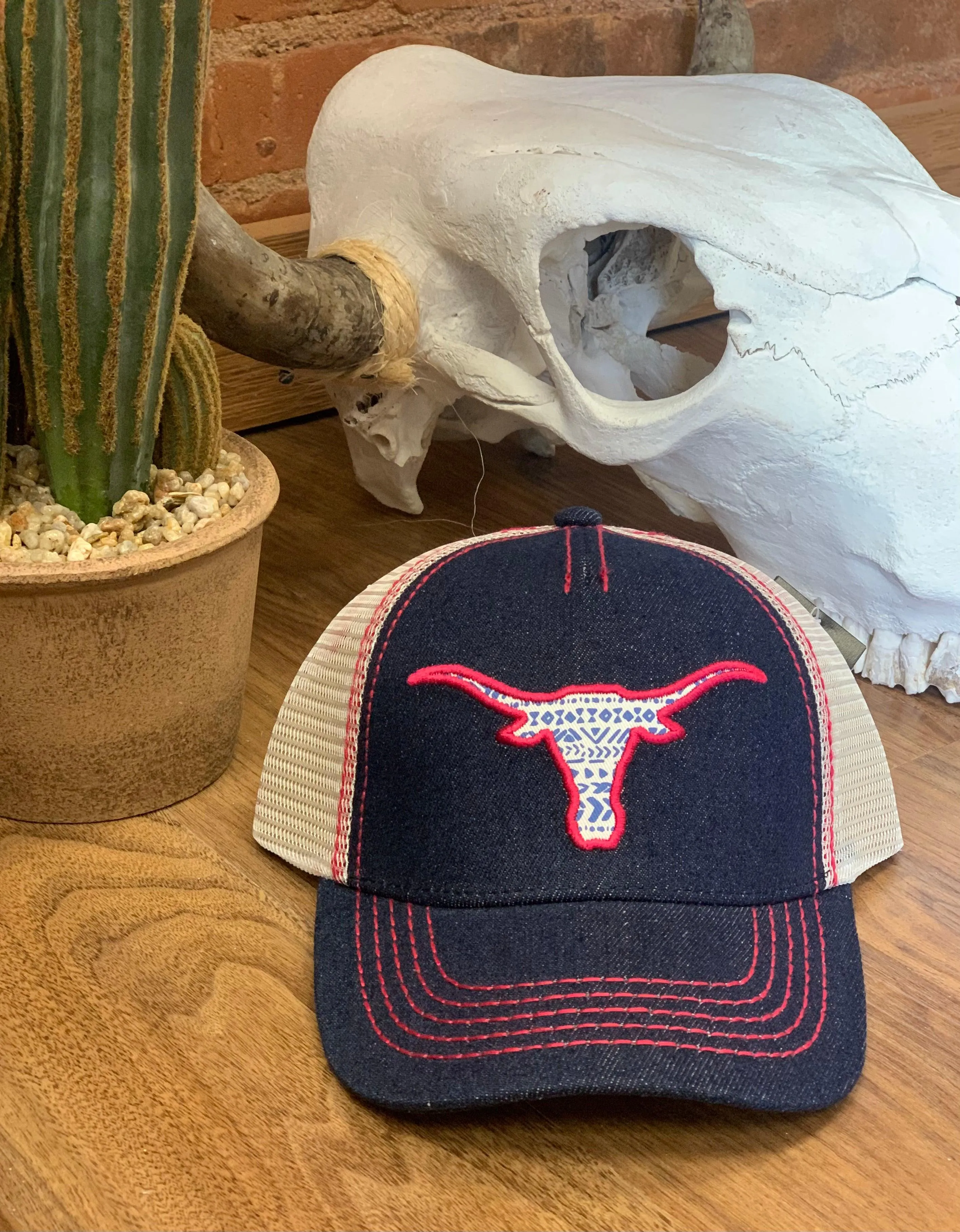 Cruel Girl Girls' Denim Longhorn Trucker Cap CCC0042011