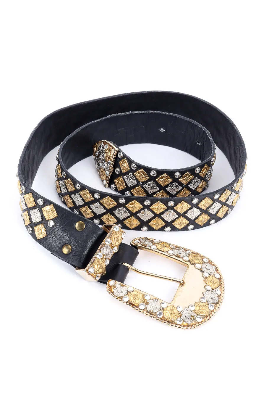 Crystal Studded Leather Belt