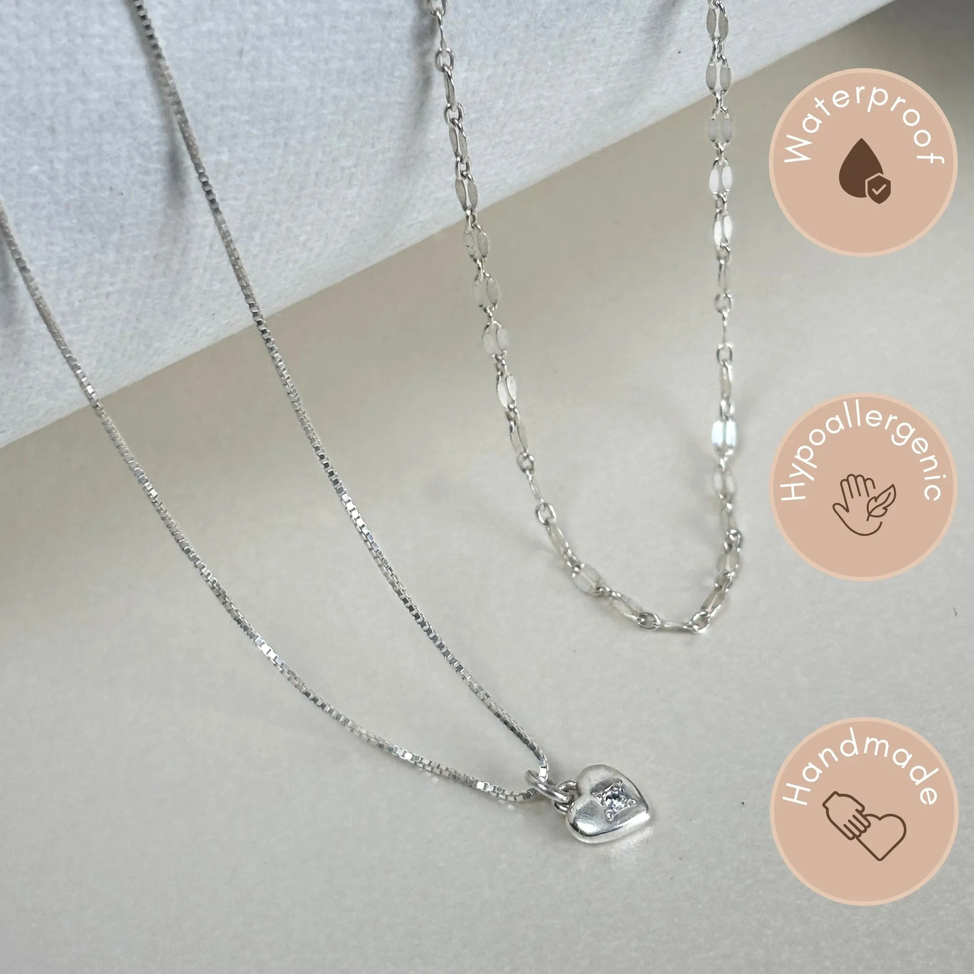 Cubic Zirconia Heart Charm Necklace