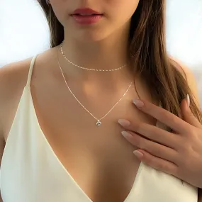 Cubic Zirconia Heart Charm Necklace