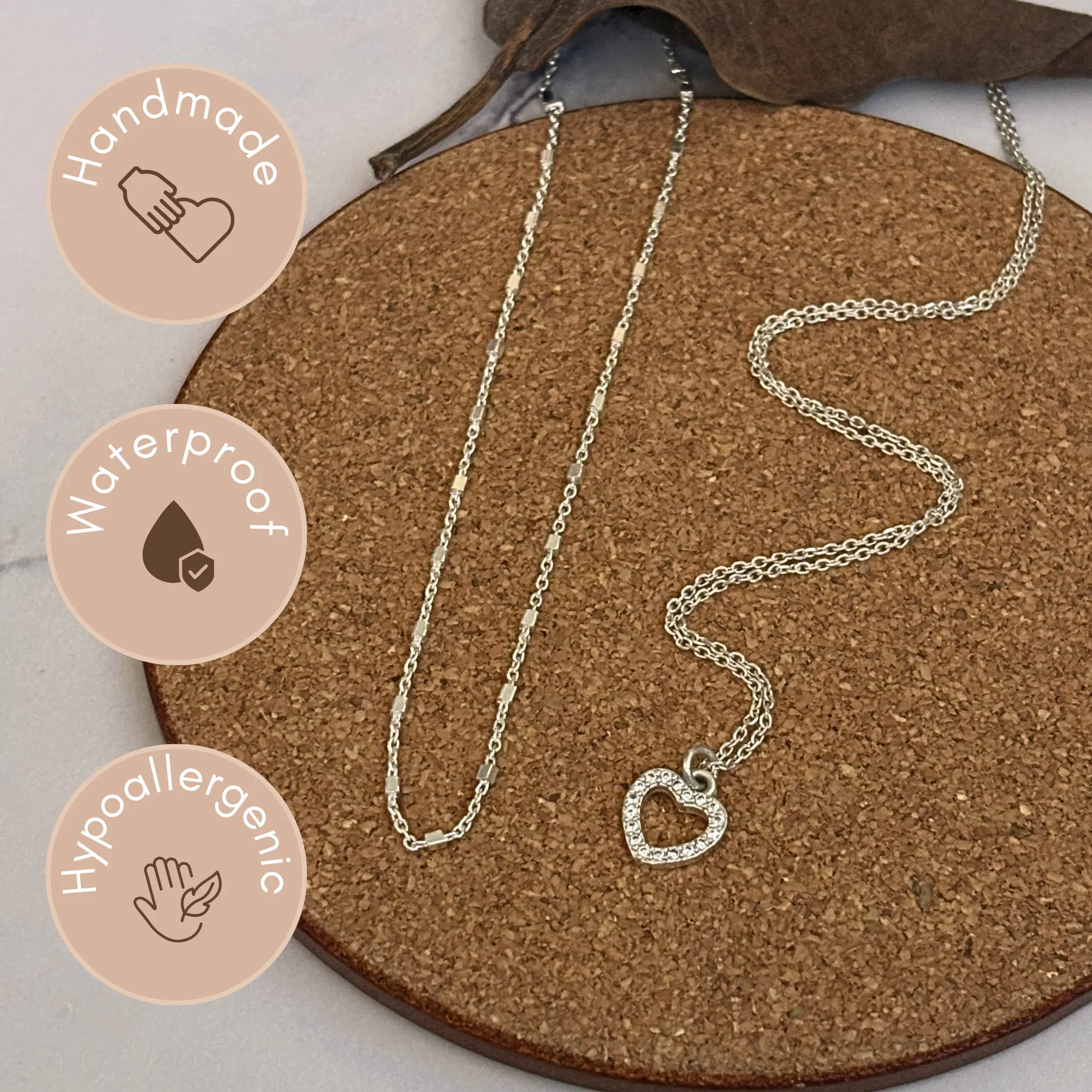 Cubic Zirconia Heart Frame Necklace