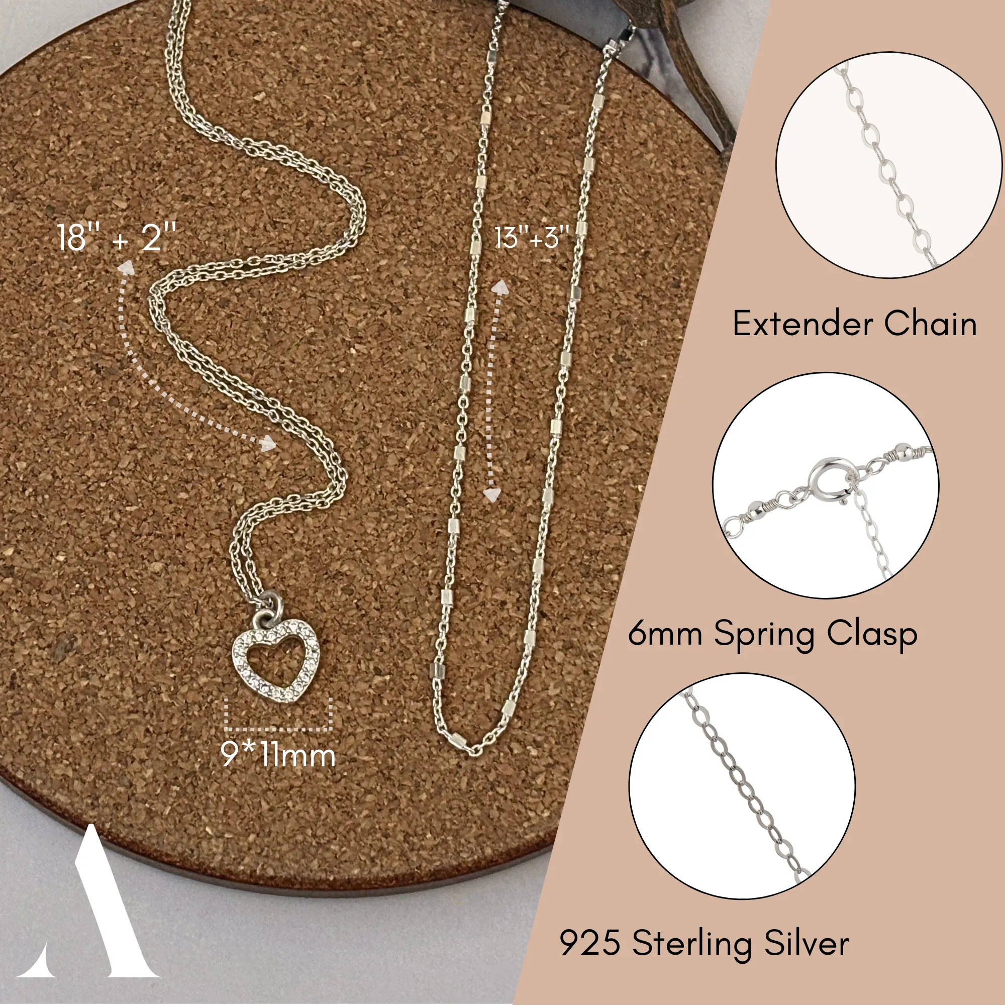 Cubic Zirconia Heart Frame Necklace