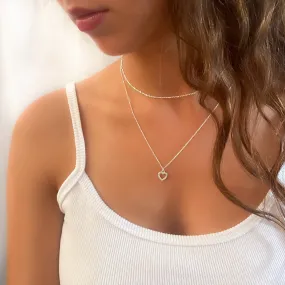 Cubic Zirconia Heart Frame Necklace