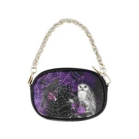 Custom Chain Purse - Raven & Owl, Vegan Leather Small Under the Arm Purse