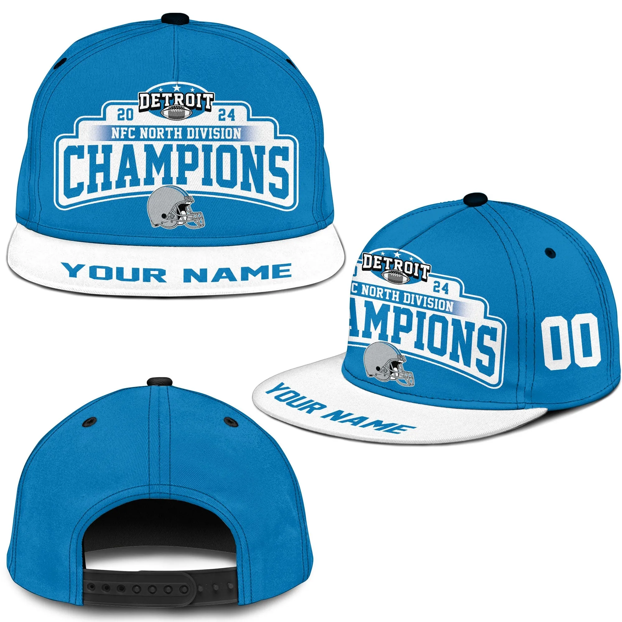 Custom Detroit American Football 2024 NFC North Division  Champions Classic Hat Cap, Division Champs Custom Classic Hat Cap