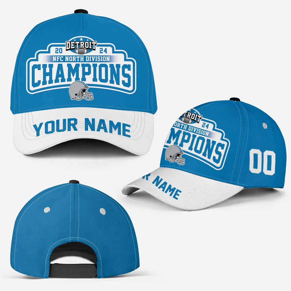 Custom Detroit American Football 2024 NFC North Division  Champions Classic Hat Cap, Division Champs Custom Classic Hat Cap