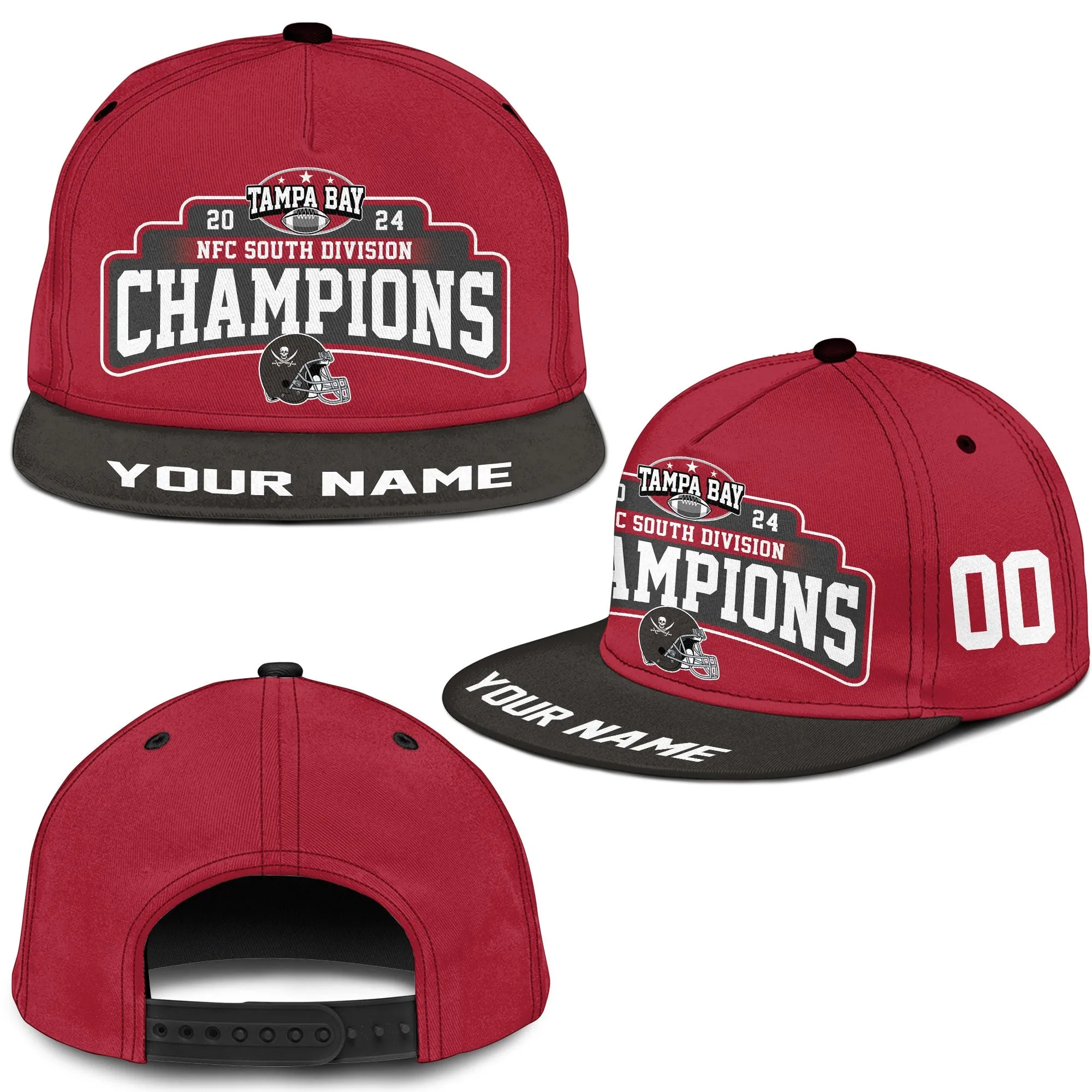 Custom Tampa Bay American Football 2024 NFC South Division Champions Snapback Hat Cap, 2024 Tampa Bay Division Champs Custom Snapback Hat Cap
