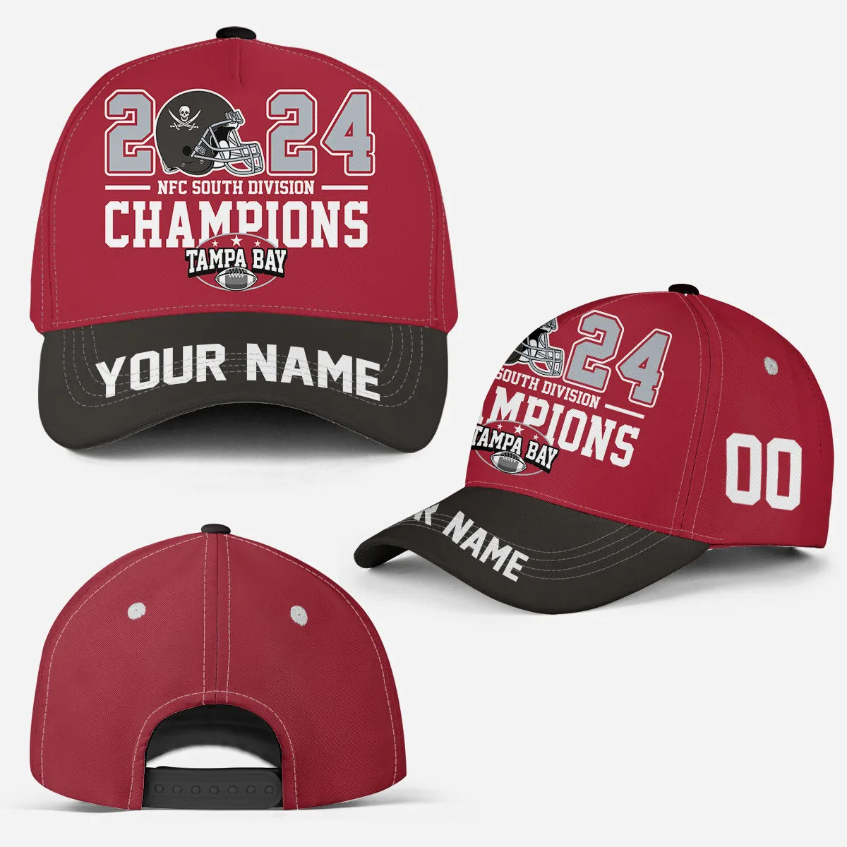 Custom Tampa Bay American Football 2024 NFC South Division Champions Snapback Hat Cap, 2024 Tampa Bay Division Champs Custom Snapback Hat Cap