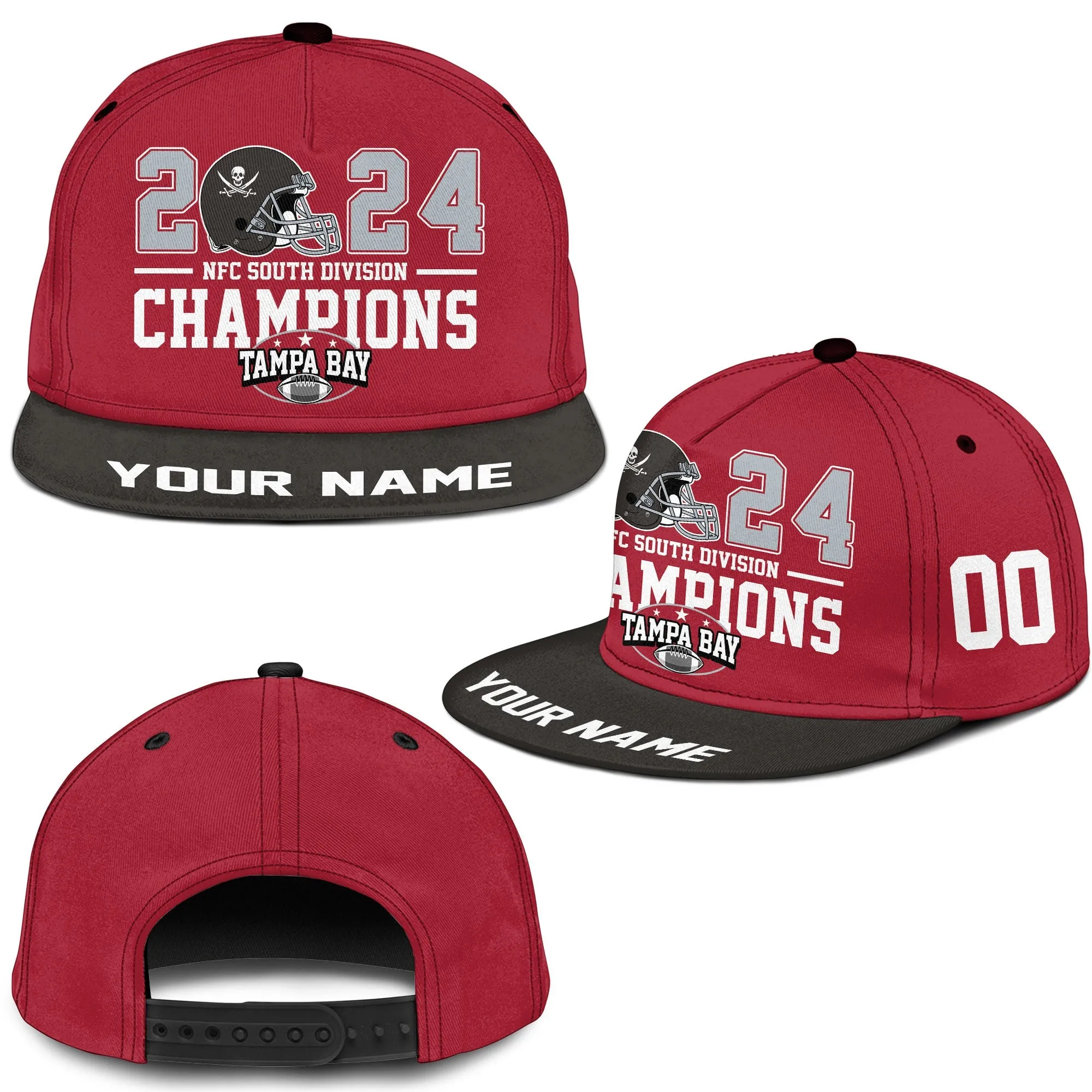 Custom Tampa Bay American Football 2024 NFC South Division Champions Snapback Hat Cap, 2024 Tampa Bay Division Champs Custom Snapback Hat Cap