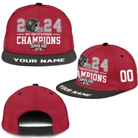 Custom Tampa Bay American Football 2024 NFC South Division Champions Snapback Hat Cap, 2024 Tampa Bay Division Champs Custom Snapback Hat Cap