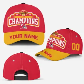 Customized Kansas City Football 2024-2025 AFC Champions Classic Hat Cap, American Football Champs Custom Classic Hat Cap