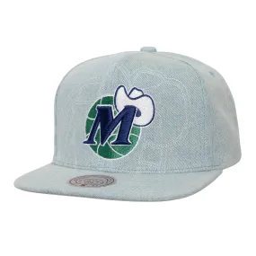 DALLAS MAVERICKS MICTHELL & NESS DENIM STITCHED M-HAT SNAPBACK CAP
