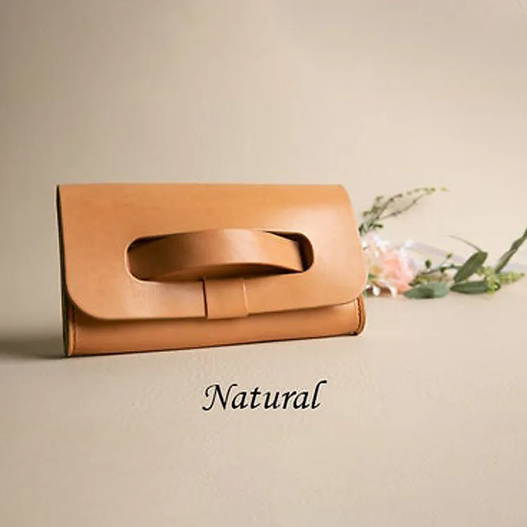 Dazzlo Classic Leather Clutch - Tan/Chocolate Brown/Natural Brown/Black - 9"