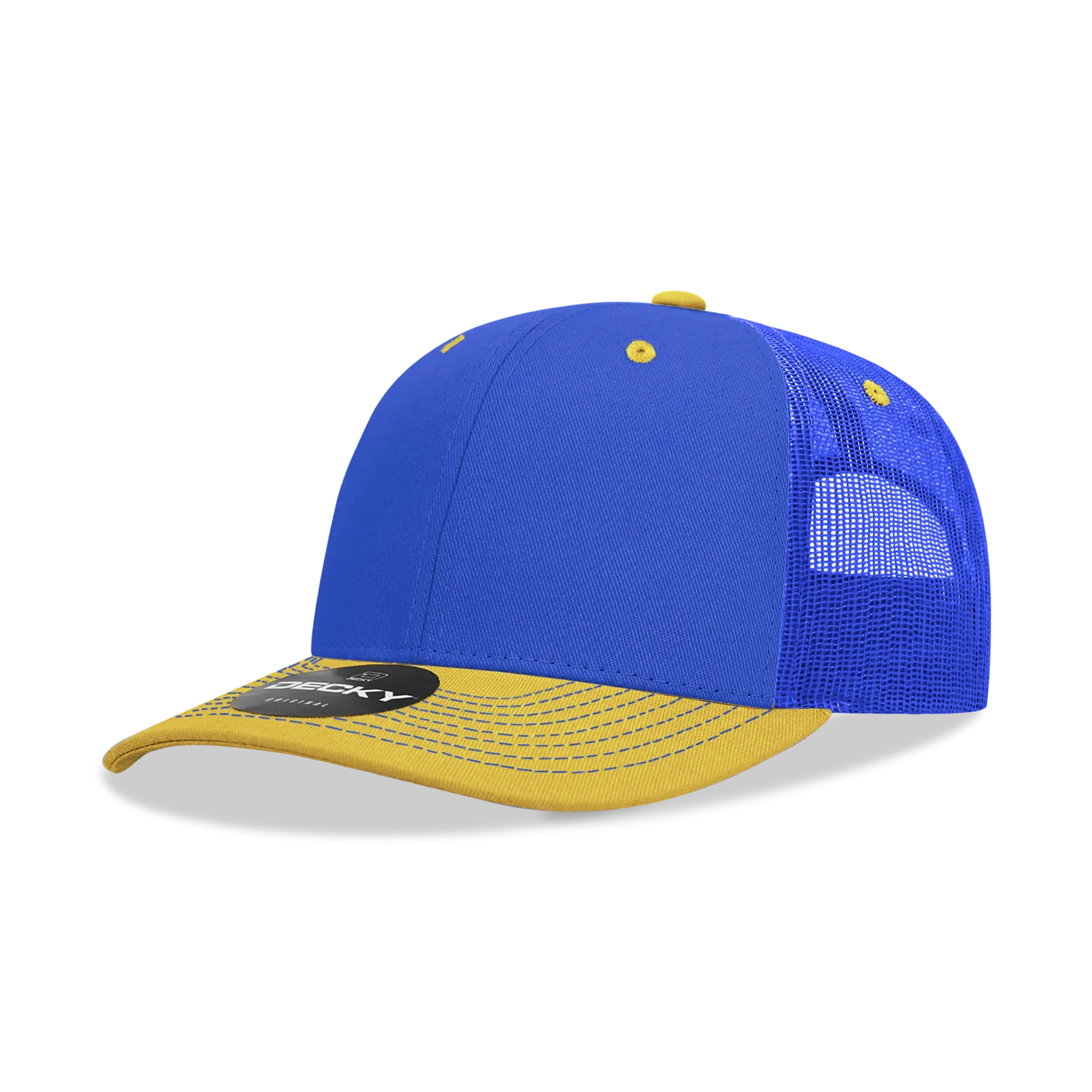 Decky 6031 - 6 Panel Mid Profile Structured Contra-Stitch Trucker Hat - CASE Pricing