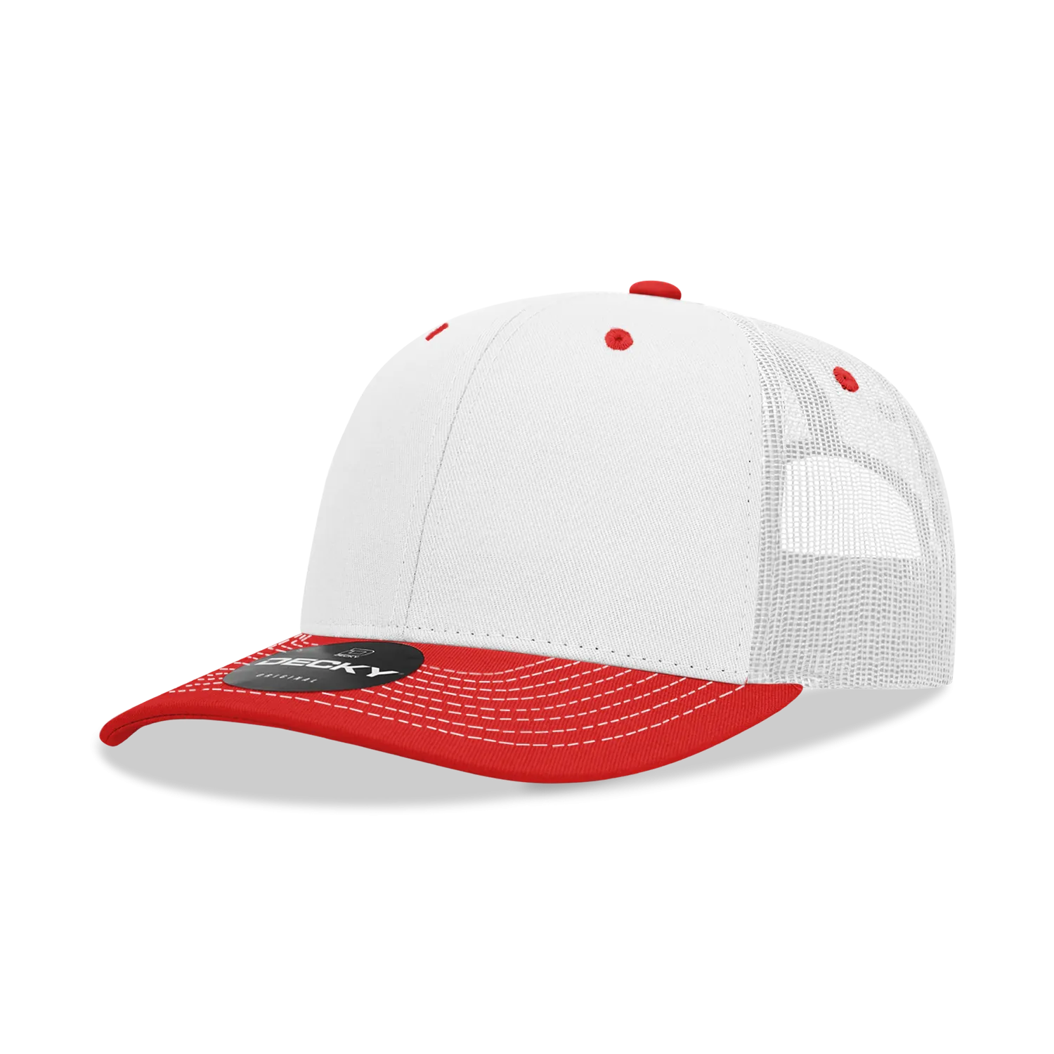 Decky 6031 - 6 Panel Mid Profile Structured Contra-Stitch Trucker Hat - CASE Pricing