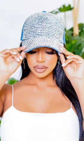 Denim Rhinestone Cap Hat
