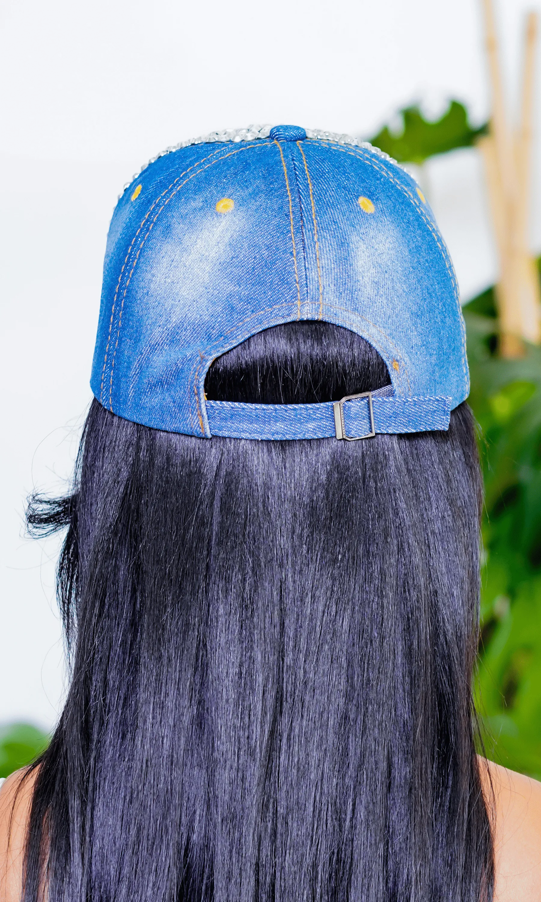 Denim Rhinestone Cap Hat
