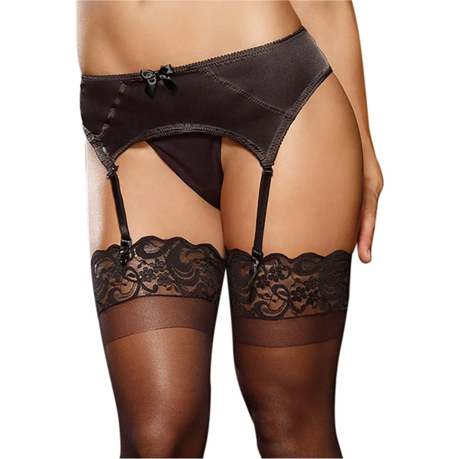 DG WD 9382 Elegant Persuasion Satin & Mesh Garter Belt White