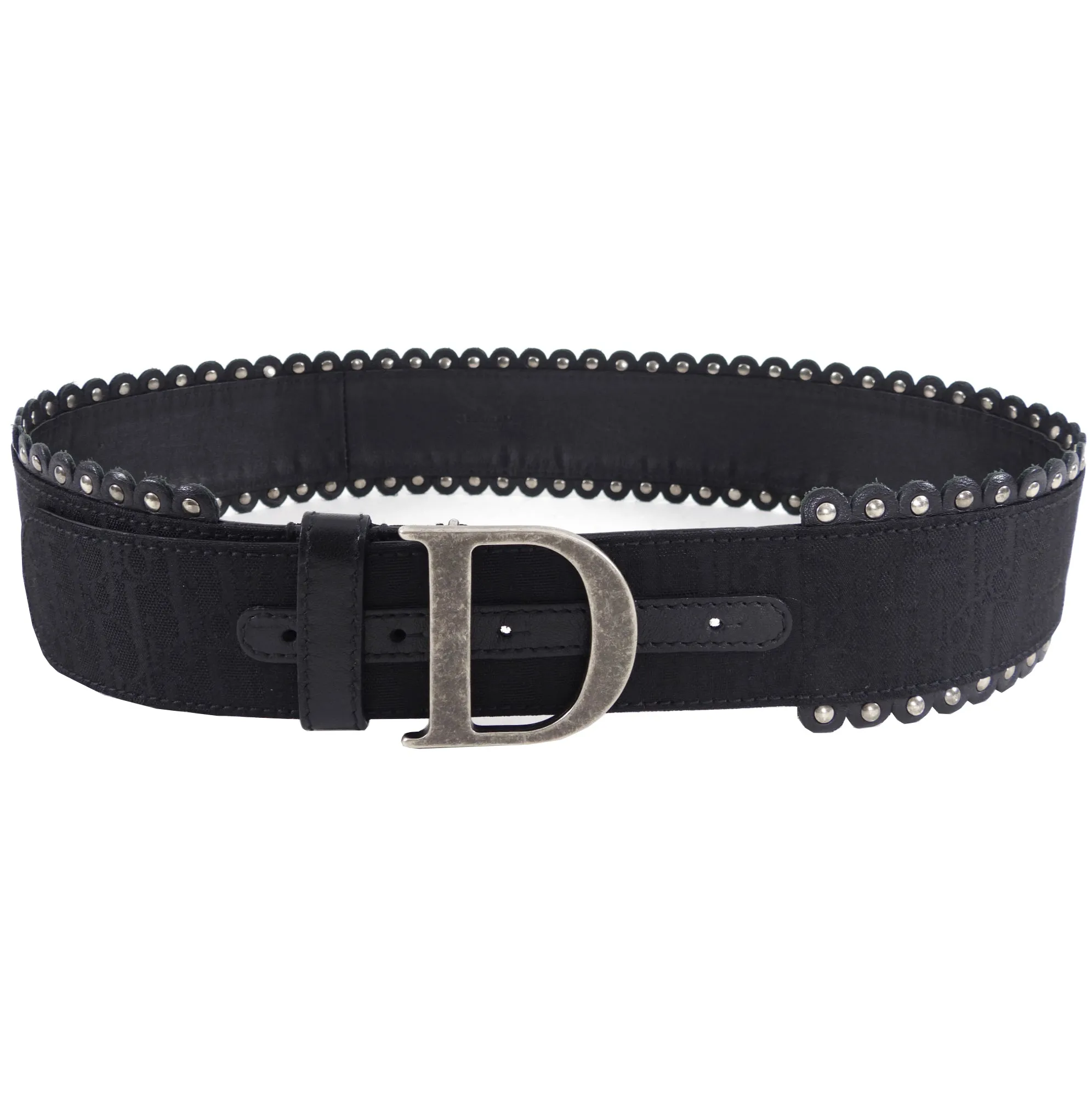 Dior Vintage 2000's Wide Oblique Studded D Belt - 31-35"
