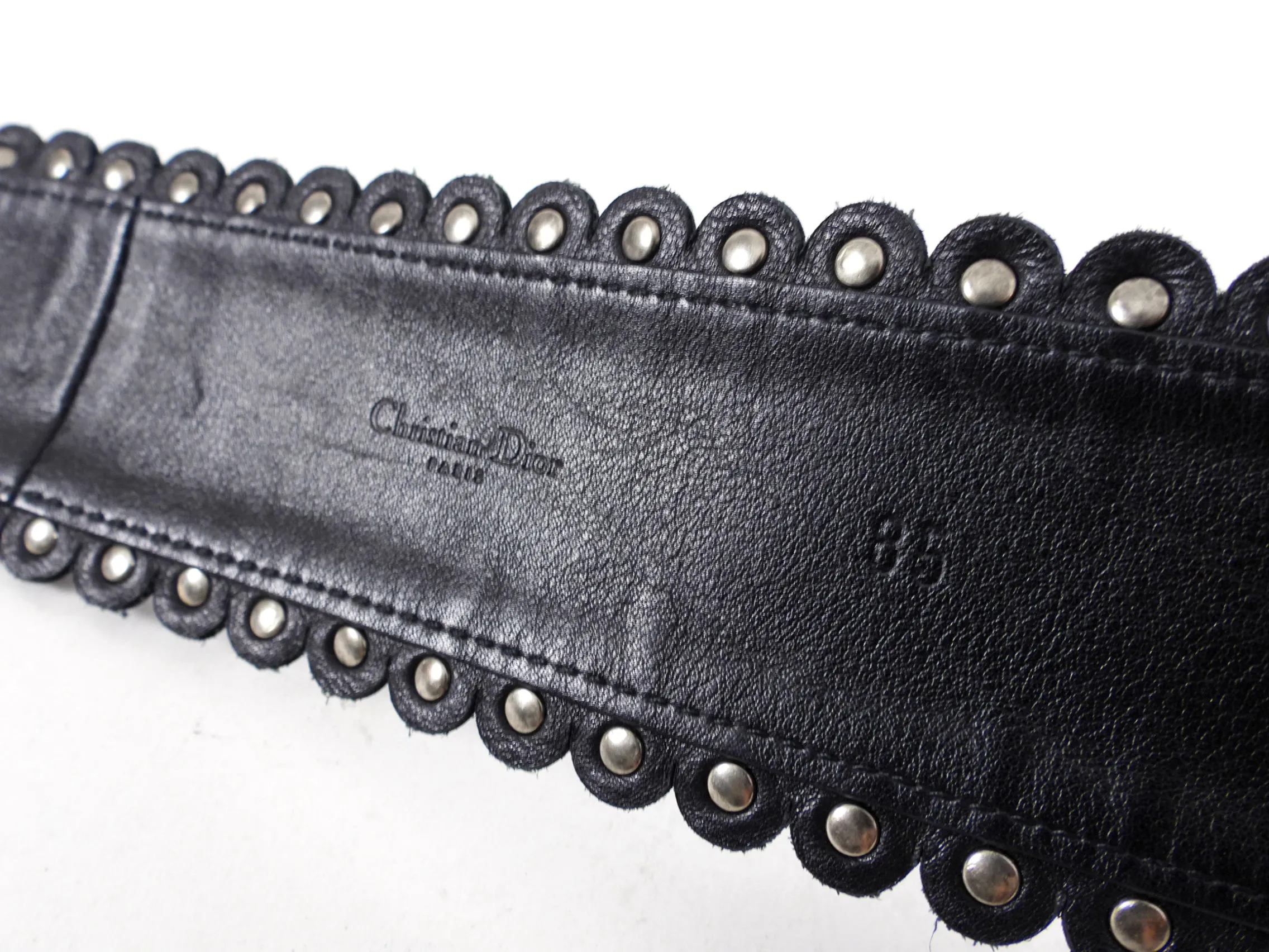 Dior Vintage 2000's Wide Oblique Studded D Belt - 31-35"